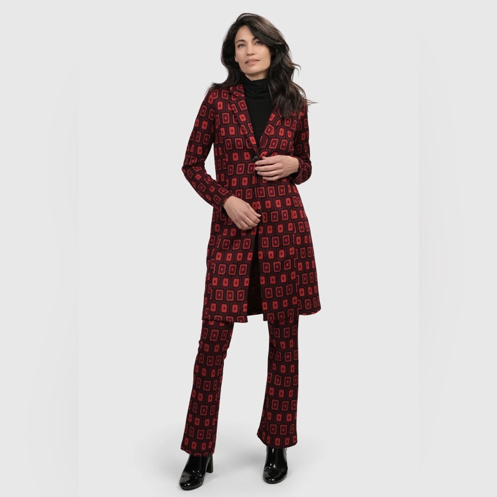Alembika Dynamite Days Duster Red Coat & Flare Pants Size 10-12